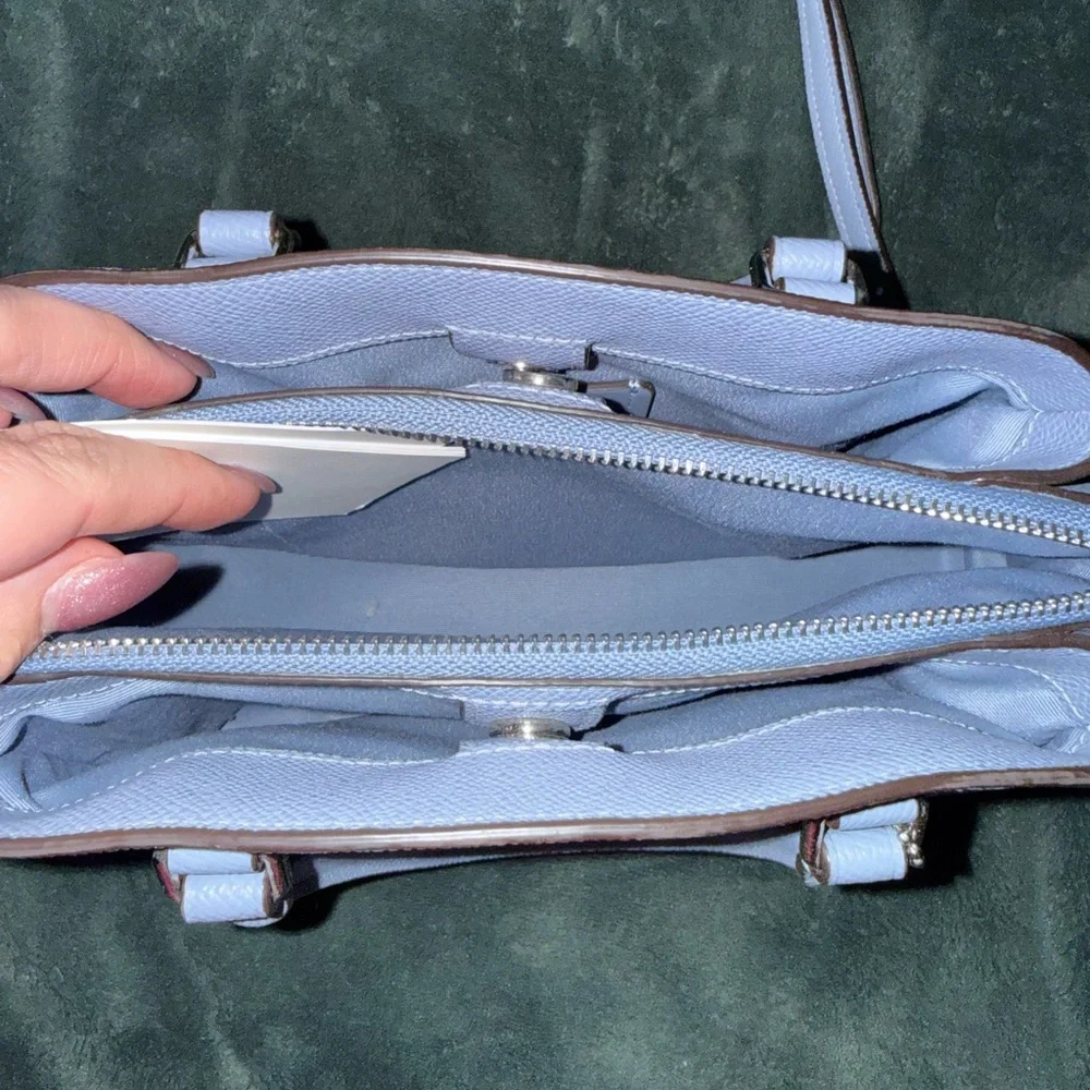 Coach Light Blue Leather Shoulder Bag with silver Accents - Picture 4 of 6